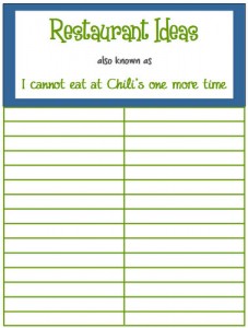 Where to Go? – Restaurant Printable | Big D &amp; Me